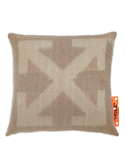 Shop Off-white Arrow Mohair Large Cushion In Taupe Beige