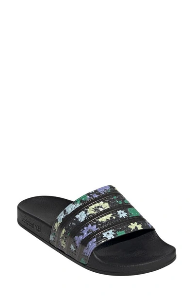 Shop Adidas Originals Adilette Slide Sandal In Core Black/ Black/ Black
