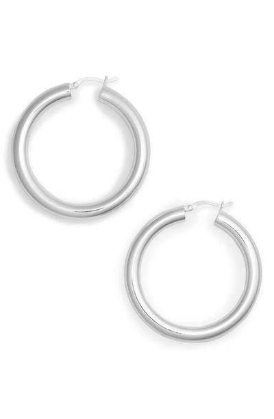 Shop Argento Vivo Medium Hollow Hoop Earrings In Silver