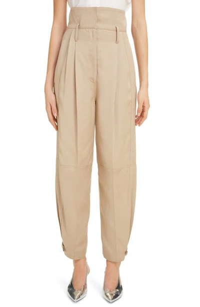 Shop Givenchy Pleated High Waist Pants In Beige