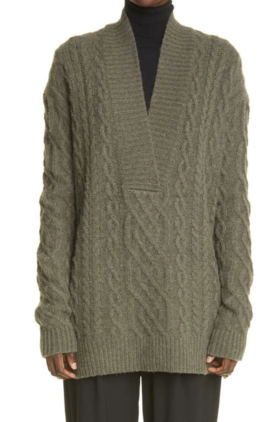 Shop Co Cable Oversize Wool & Cashmere Sweater In Green