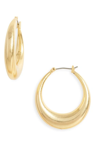 Shop Madewell Large Crescent Hoop Earrings In Vintage Gold
