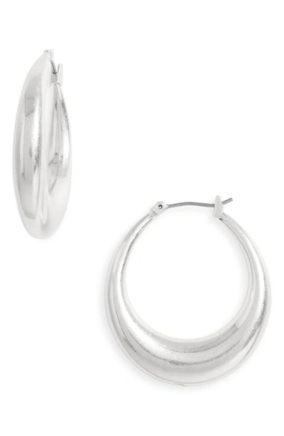 Shop Madewell Large Crescent Hoop Earrings In Light Silver Ox