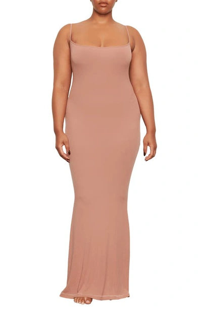 Shop Skims Soft Lounge Long Slip In Rose Clay