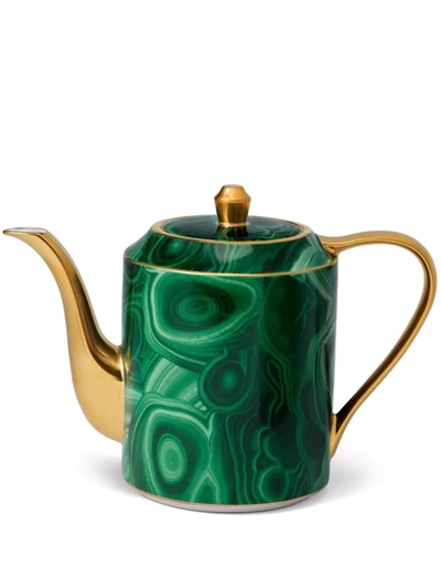 Shop L'objet Malachite Porcelain Teapot In Grün