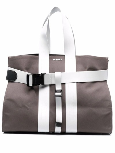Shop Sunnei Buckle-fastened Tote Bag In Grau