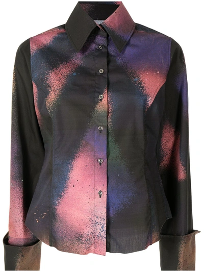 Shop Marques' Almeida Abstract-print Wide-sleeve Shirt In Rosa
