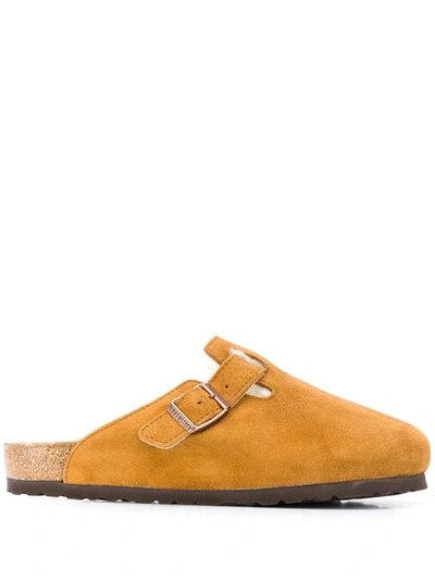 Shop Birkenstock Shearling Lined Slippers In Brown