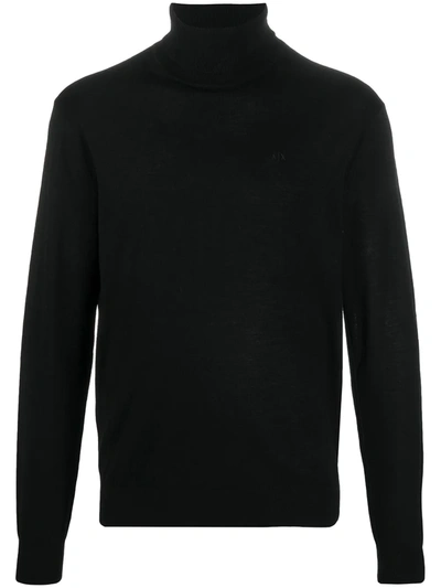 Shop Armani Exchange Turtleneck Wool Jumper In Black