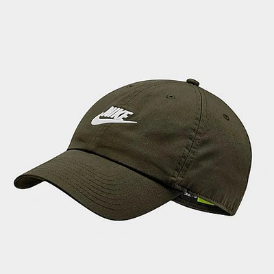 Shop Nike Sportswear Heritage86 Futura Washed Adjustable Back Hat In Rough Green/rough Green/white