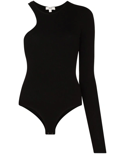 Shop Agolde Bea Cutaway Bodysuit In Black