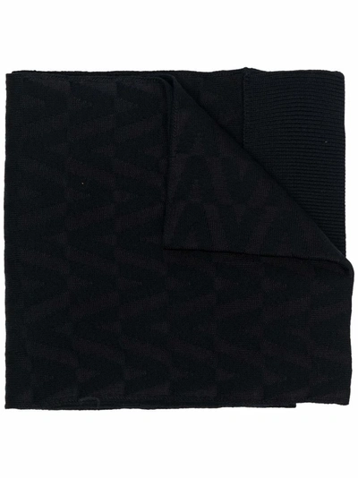 Shop Valentino Optical  Knitted Scarf In Black