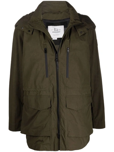 Woolrich Arrowood Parka Coat In Green