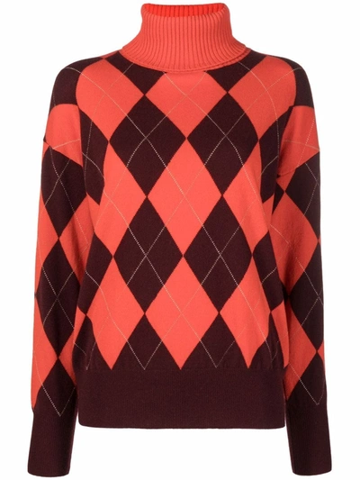 Shop Ballantyne Argyle-knit Roll-neck Jumper In Red