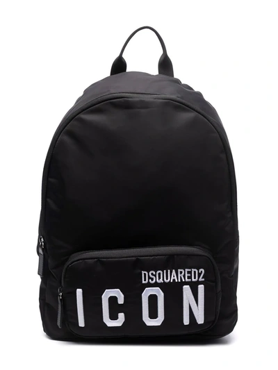 Shop Dsquared2 Icon Embroidered Backpack In Black