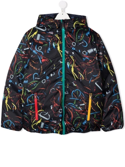 Shop Paul Smith Junior Graphic-print Hooded Jacket In Blue