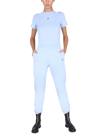 Shop Helmut Lang Jogging Pants With Logo In Baby Blue
