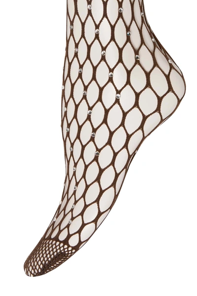 Shop Amina Muaddi X Wolford Crystal Net Tights