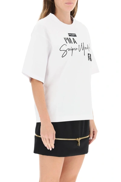 Shop Dolce & Gabbana Super Model Print T-shirt In White,black