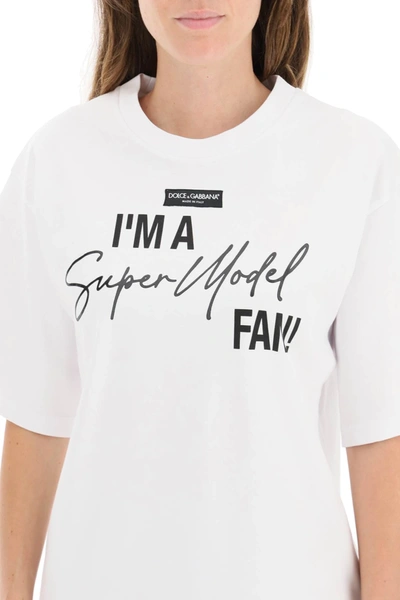 Shop Dolce & Gabbana Super Model Print T-shirt In White,black