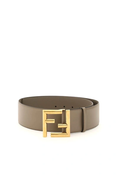 Shop Fendi Ff Wide Leather Belt In Brown