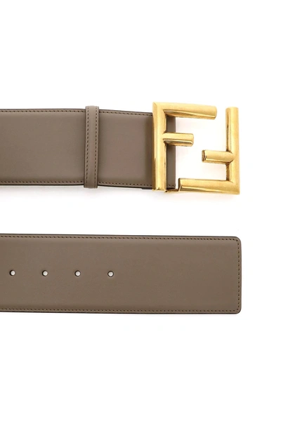 Shop Fendi Ff Wide Leather Belt In Brown