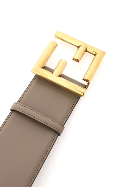 Shop Fendi Ff Wide Leather Belt In Brown