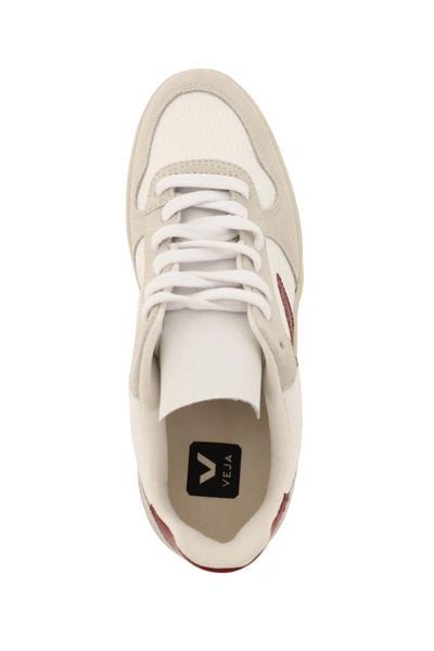 Shop Veja V-10 B-mesh Sneakers In White,grey,red