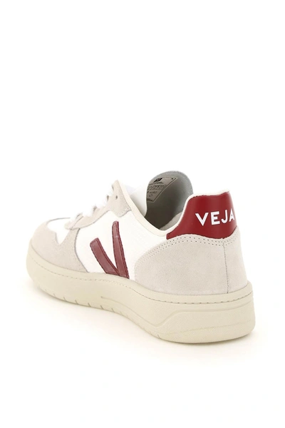 Shop Veja V-10 B-mesh Sneakers In White,grey,red