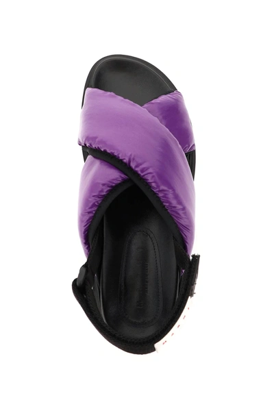 Shop Marni Padded Nylon Fussbett Sandals In Purple,black