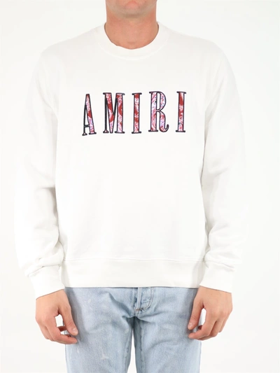 Shop Amiri White Paisley Core Logo Sweatshirt