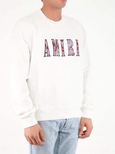 Shop Amiri White Paisley Core Logo Sweatshirt