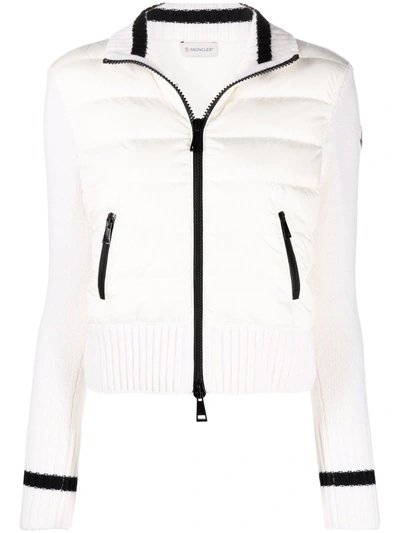 Shop Moncler Maglia Padded-front Cardigan In Weiss