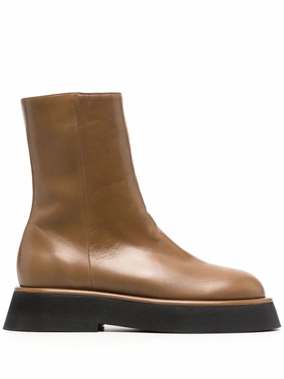 Shop Wandler Rosa Leather Boots In Brown
