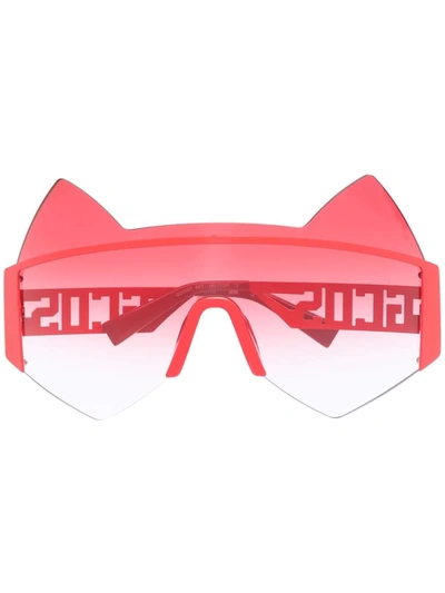 Shop Gcds Kitty Cat-eye Frame Sunglasses In Rot