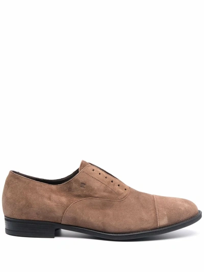 Shop Fratelli Rossetti Round-toe Suede Loafers In Nude