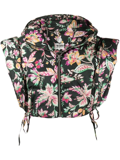 Shop Isabel Marant Hoodia Floral-print Cropped Hooded Vest In Multicolour