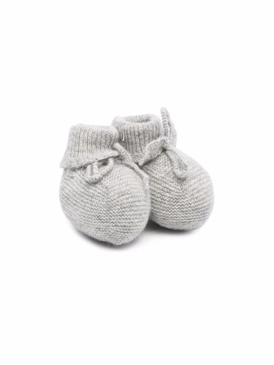 Shop Bonpoint Cashmere Knit Pre-walkers In Grey