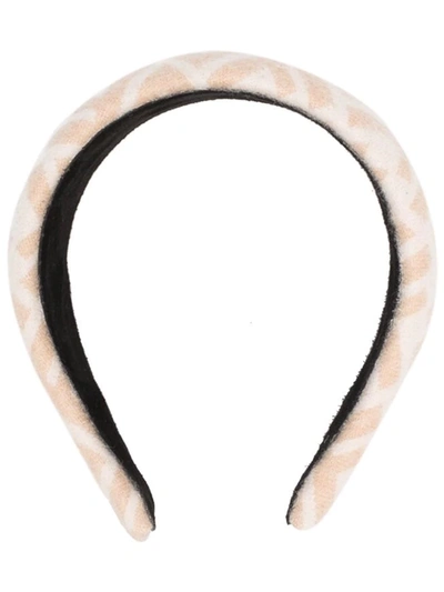 Shop Fendi Ff Logo-print Headband In Neutrals