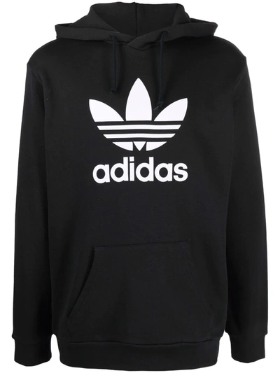 Shop Adidas Originals Logo Print Hoodie In Black