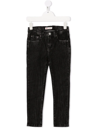 Shop Levi's Distressed Straight-leg Jeans In Black
