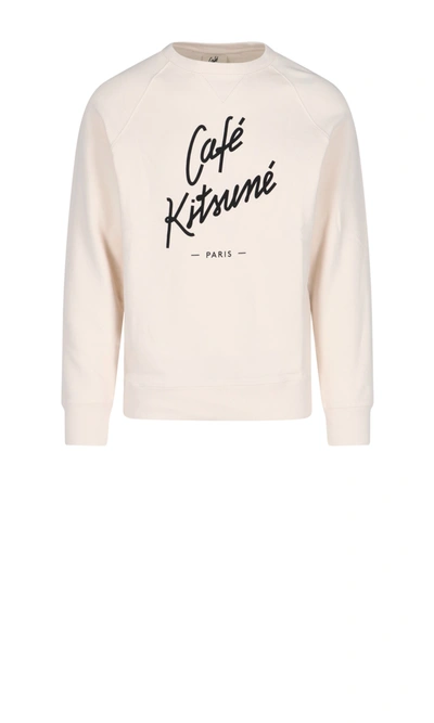Shop Maison Kitsuné Logo Sweatshirt In White