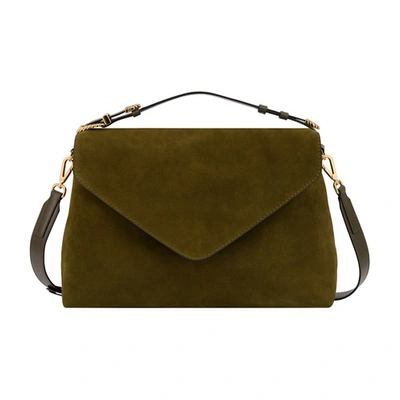 Shop Alberta Ferretti Suede Leather Shoulder Bag In Verde