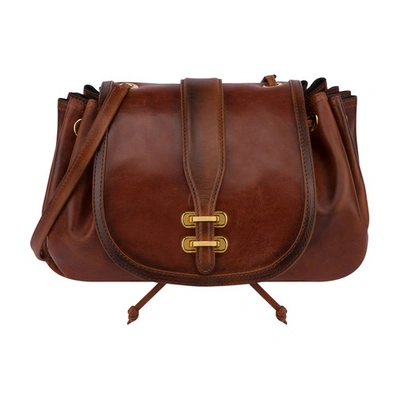 Shop Alberta Ferretti Vegetal Leather Shoulder Bag In Marrone