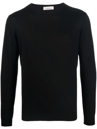 Shop Laneus Crew Neck Silk-blend Pullover In Black