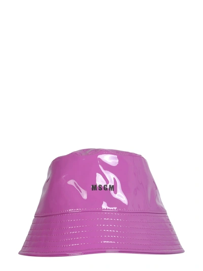 Shop Msgm Paint Effect Bucket Hat In Purple