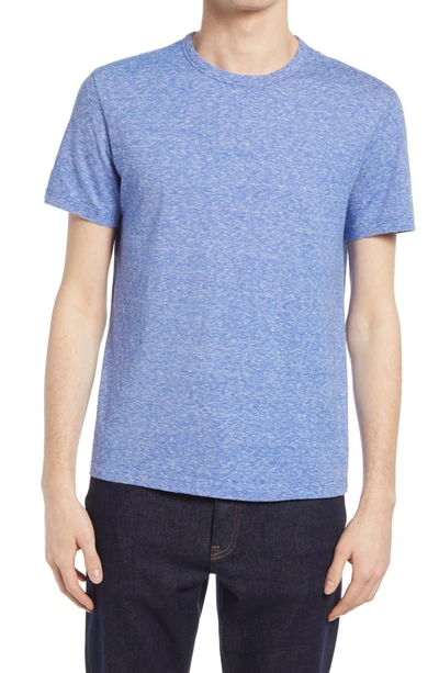 Shop Officine Generale Slub Stripe Cotton & Silk T-shirt In White/ Blue
