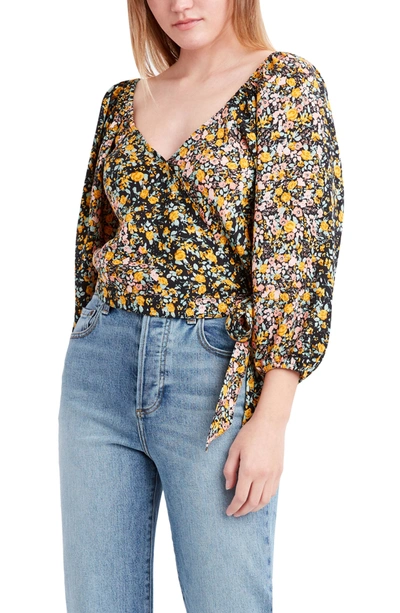 Shop Bcbgeneration Woven Wrap Front Blouse In Garden Parade