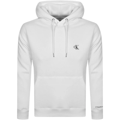 Shop Calvin Klein Jeans Logo Hoodie White