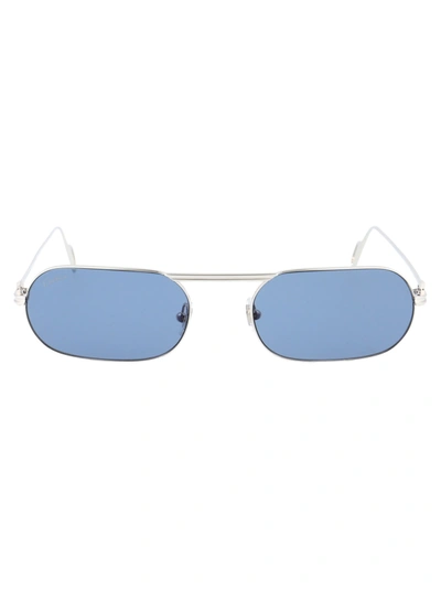 Shop Cartier Ct0112s Sunglasses In 002 Silver Silver Blue